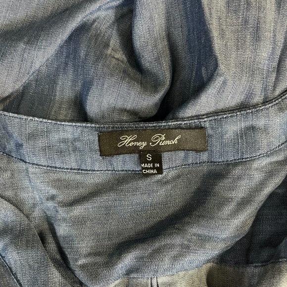 HONEY PUNCH Denim Chambray Long Sleeve Shirt Style Tunic V-Neck Dress sz Small S - Picture 15 of 16